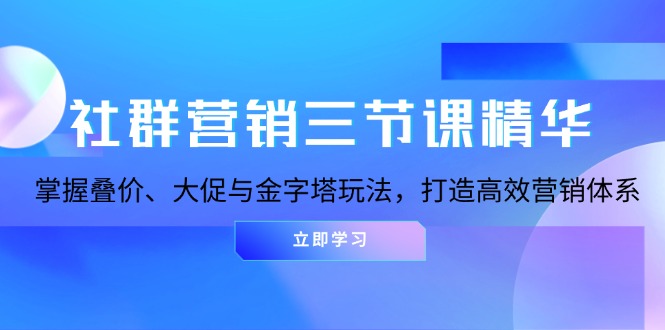 社群营销三节课精华：掌握叠价、大促与金字塔玩法，打造高效营销体系-精品资源站