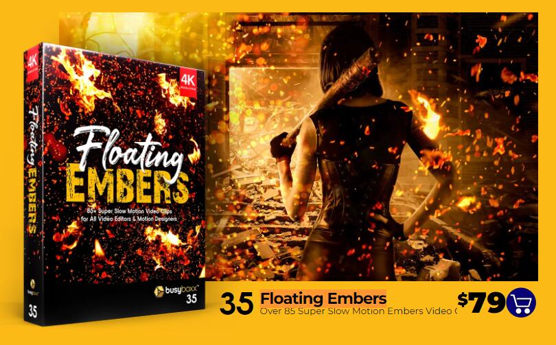 4K视频素材 88个火焰火星粒子碎屑飞溅视频叠加特效4K动画Floating Embers-精品资源站