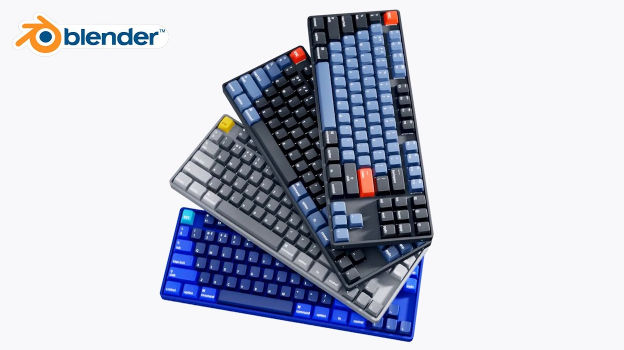 Blender键盘3D建模渲染动画教程 Ducky 3D – Keyboard Project-精品资源站