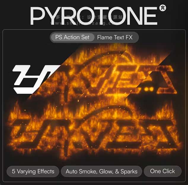 逼真火焰燃烧文字PS动作特效Doron’s Supply – Pyrotone-精品资源站